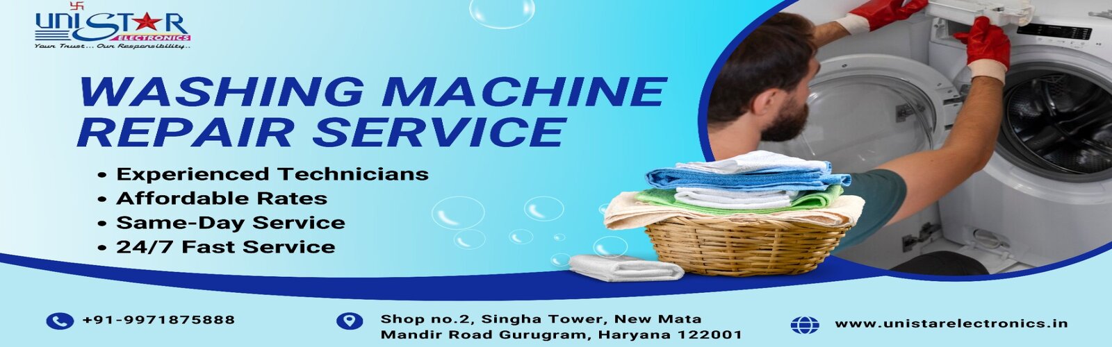 Washing machine technician at washing machine repair service centre in Gurgaon